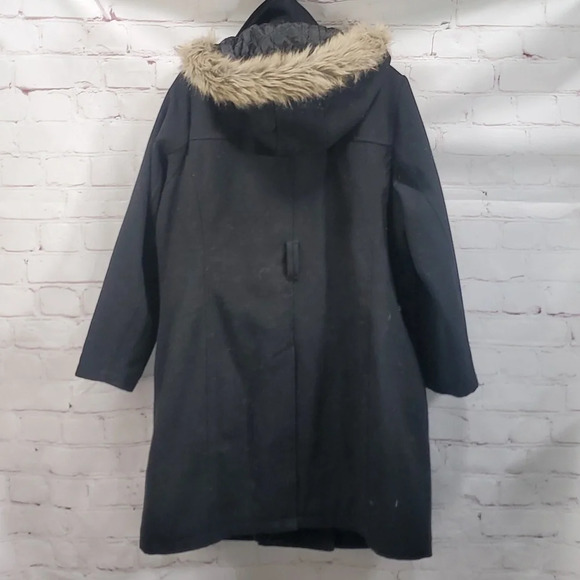 Alpine Swiss Parka Trench Pea Coat Jacket Fur Hood w Extra Button Women Size 1XL - Picture 15 of 16